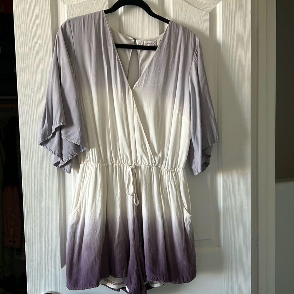 Purple ombré romper with pockets.